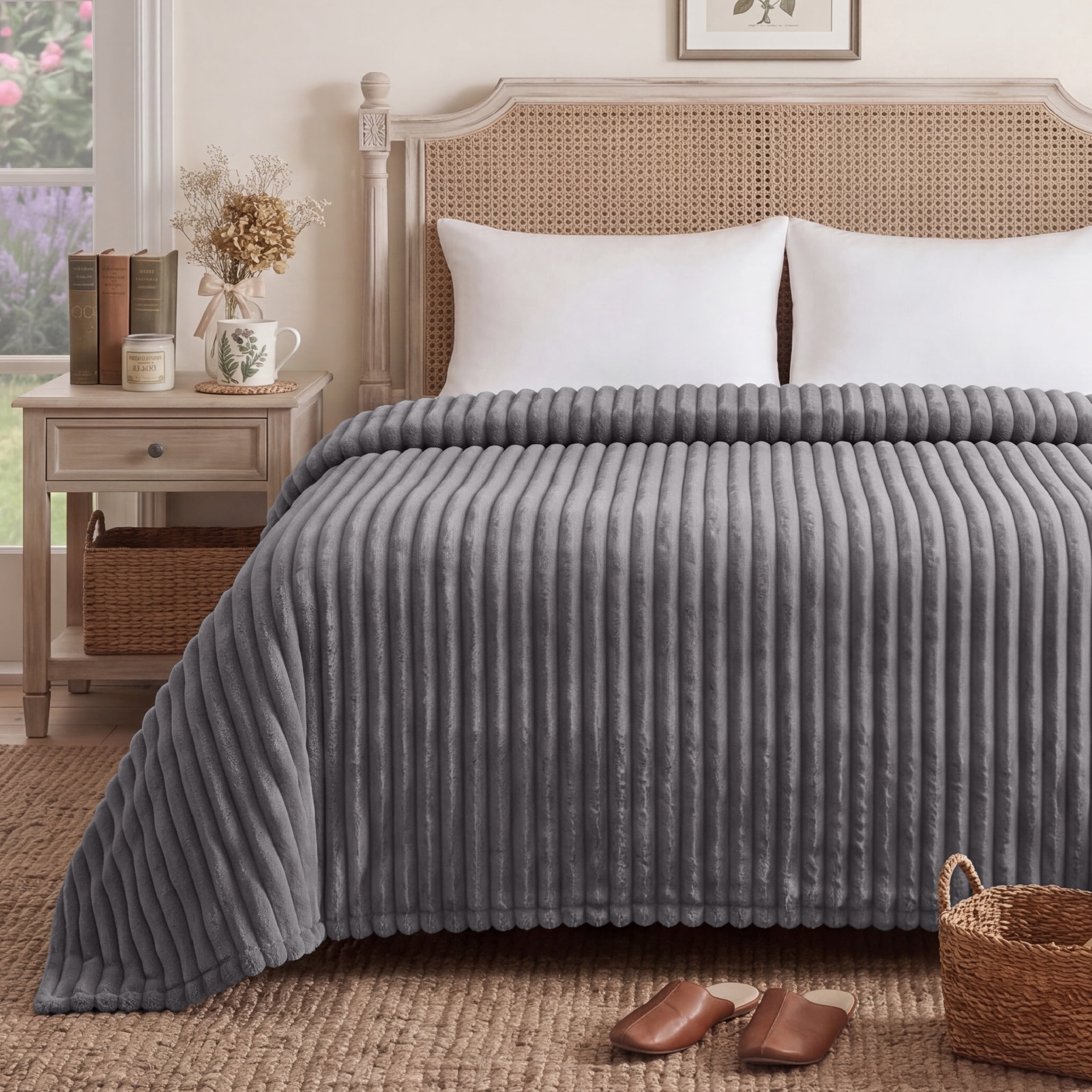 U Bedsure U by Bedsure Grey Fleece King Blanket for Couch - Super Soft Cozy Blankets for Women, Girls,108x90 Inches