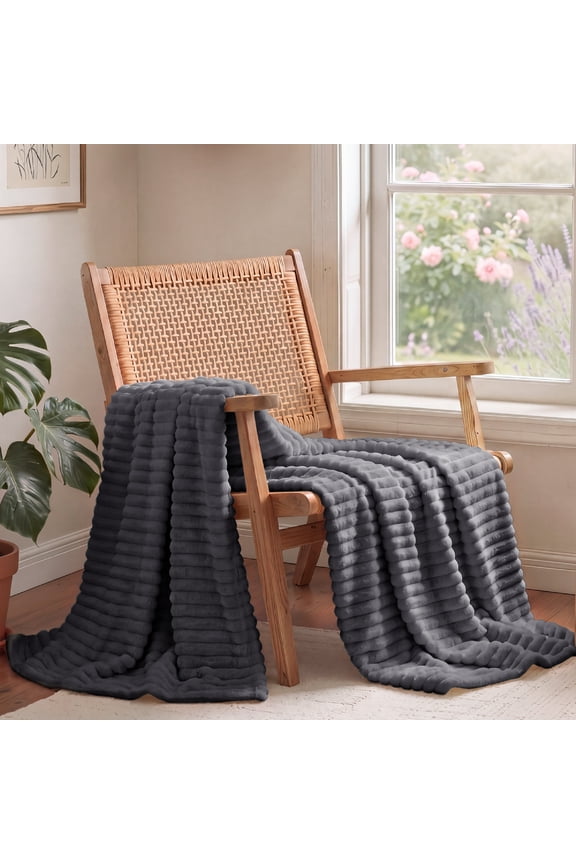 Grey Fleece Throw Blanket for Couch - Super Soft Cozy Blankets for Women, Girls, Bed & Travel, 50x60 inches