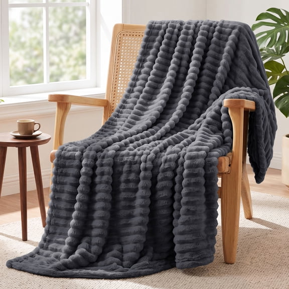 U by Bedsure Grey Fleece Throw Blanket for Couch - Super Soft Cozy Blankets for Women, Girls, Bed & Travel, 50x60 inches