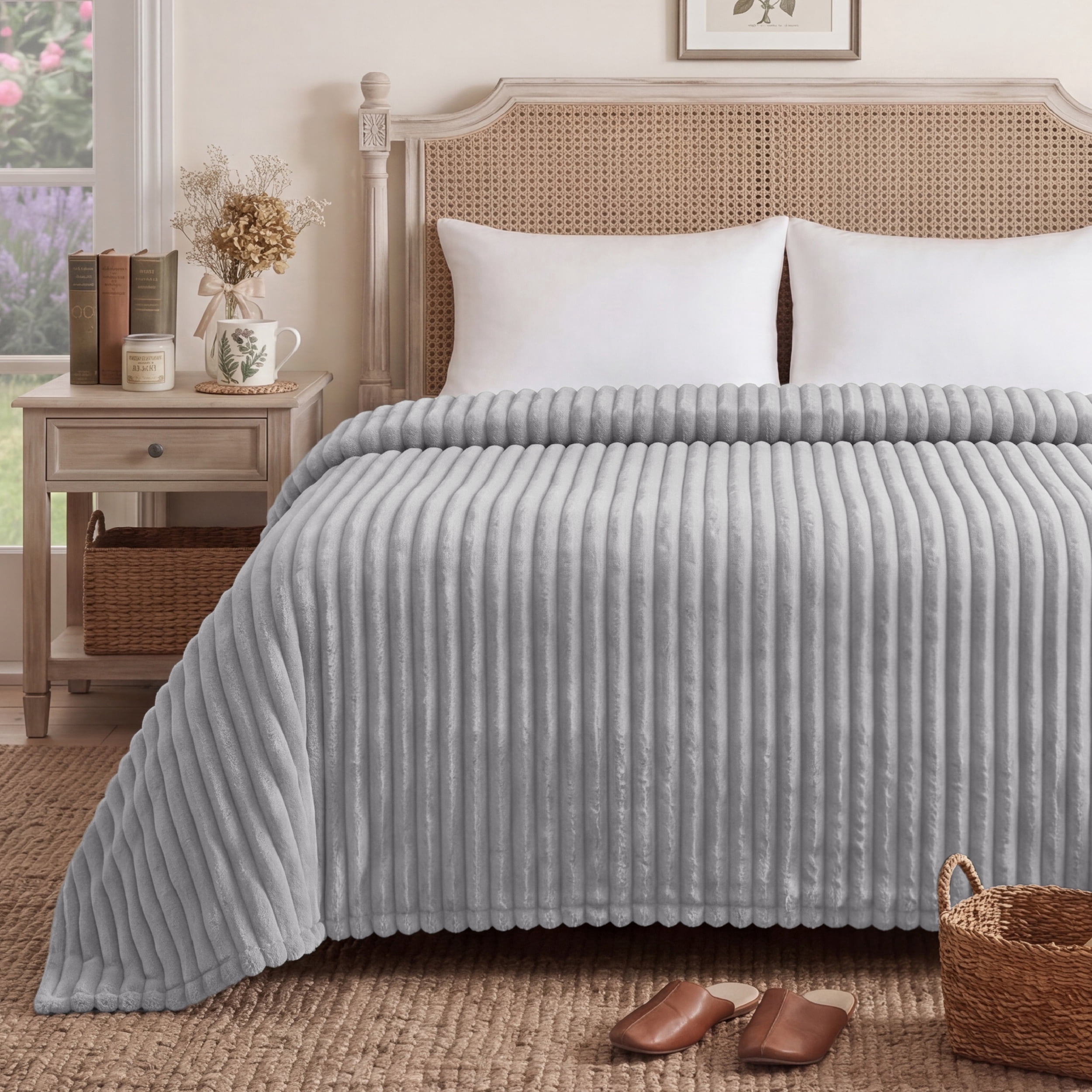 U Bedsure U by Bedsure Harbor Mist Fleece King Blanket for Couch - Super Soft Cozy Blankets for Women, Girls,108x90 Inches