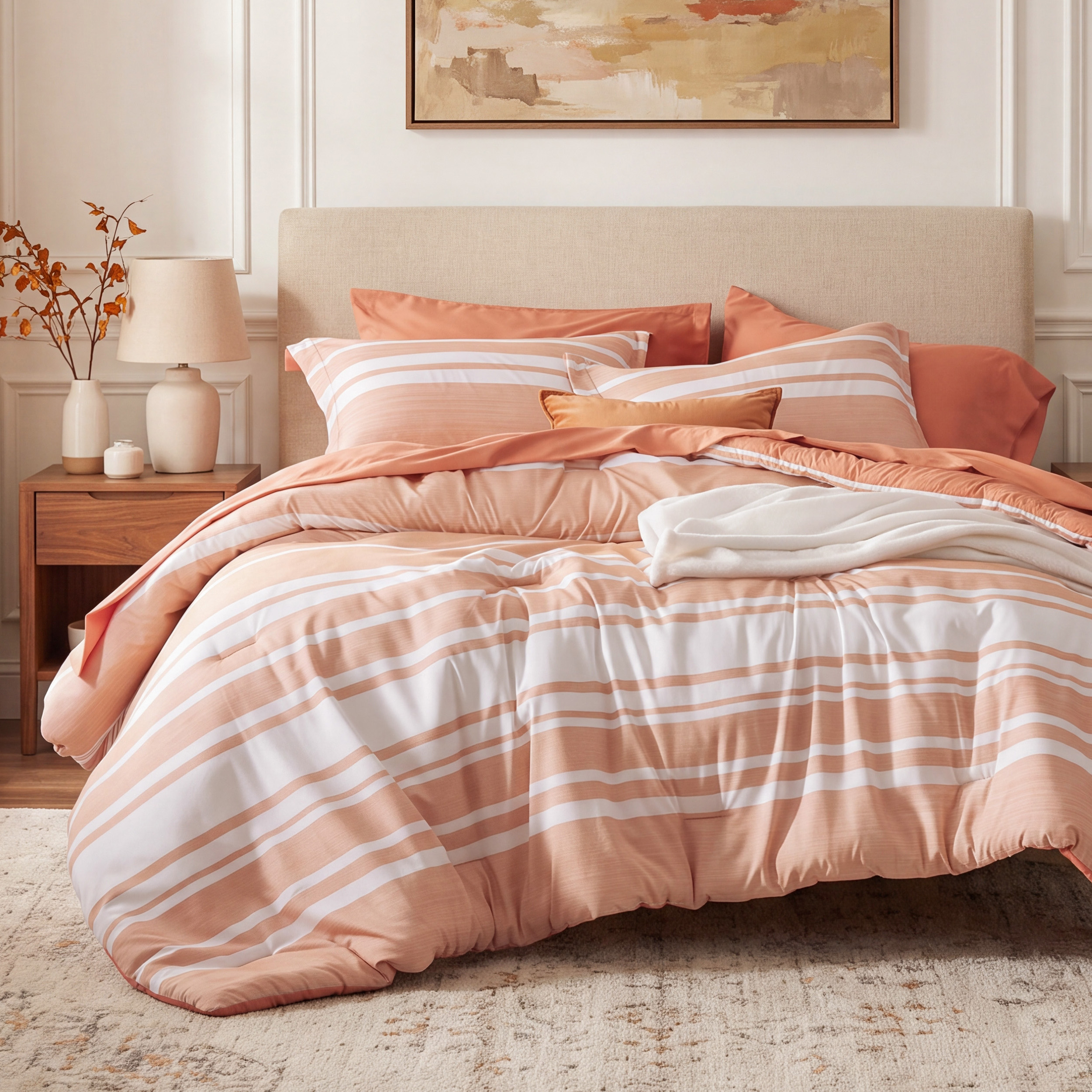 U By Bedsure King Comforter Set Burnt Orange Bed In A Bag King Size Bedding 7 Pieces: Before You Add to Cart