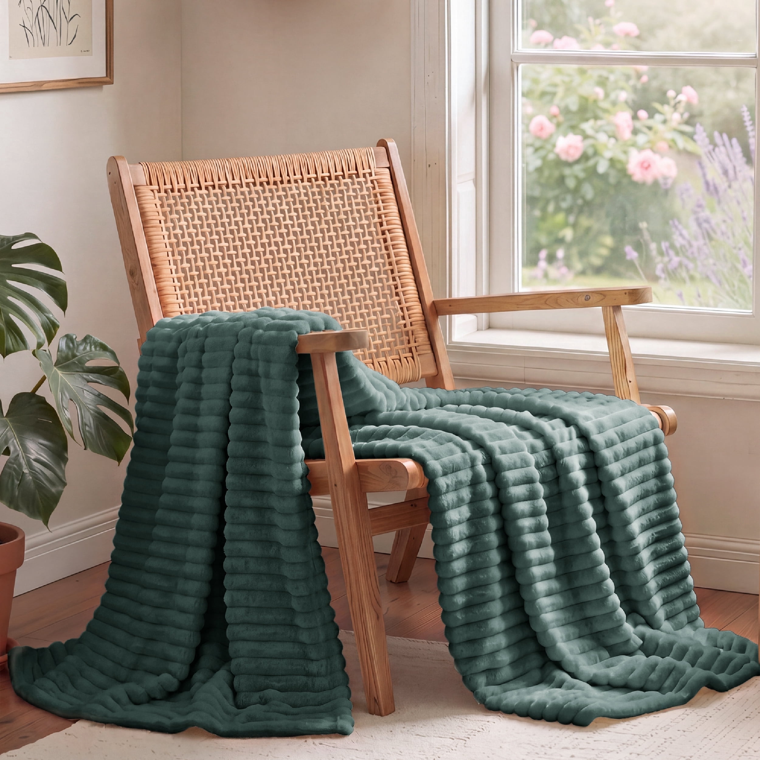 U Bedsure U by Bedsure Mallard Green Fleece Twin/Twin-XL Blanket for Couch - Super Soft Cozy Blankets for Women, Girls, 60x80 inches