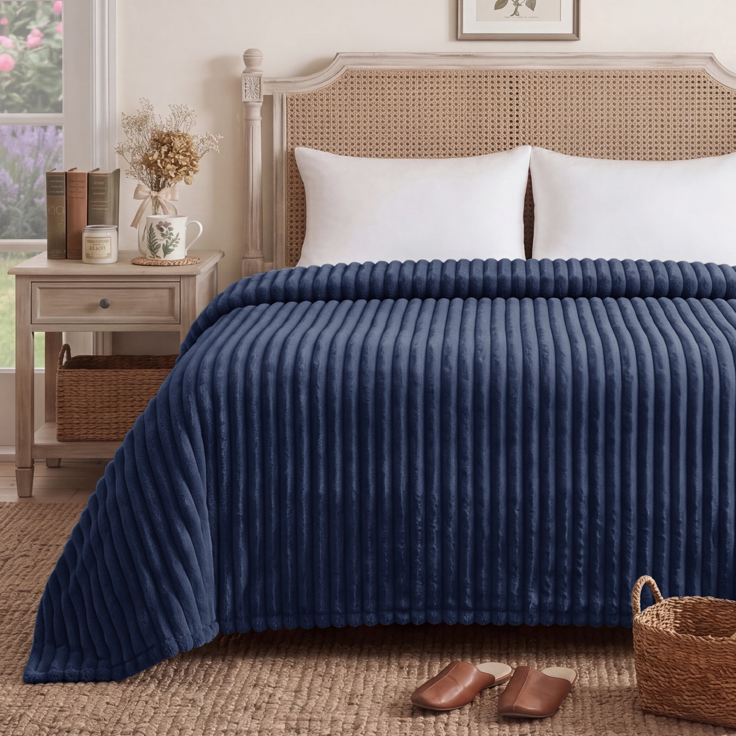 U Bedsure U by Bedsure Pageant Blue Fleece King Blanket for Couch - Super Soft Cozy Blankets for Women, Girls,108x90 Inches