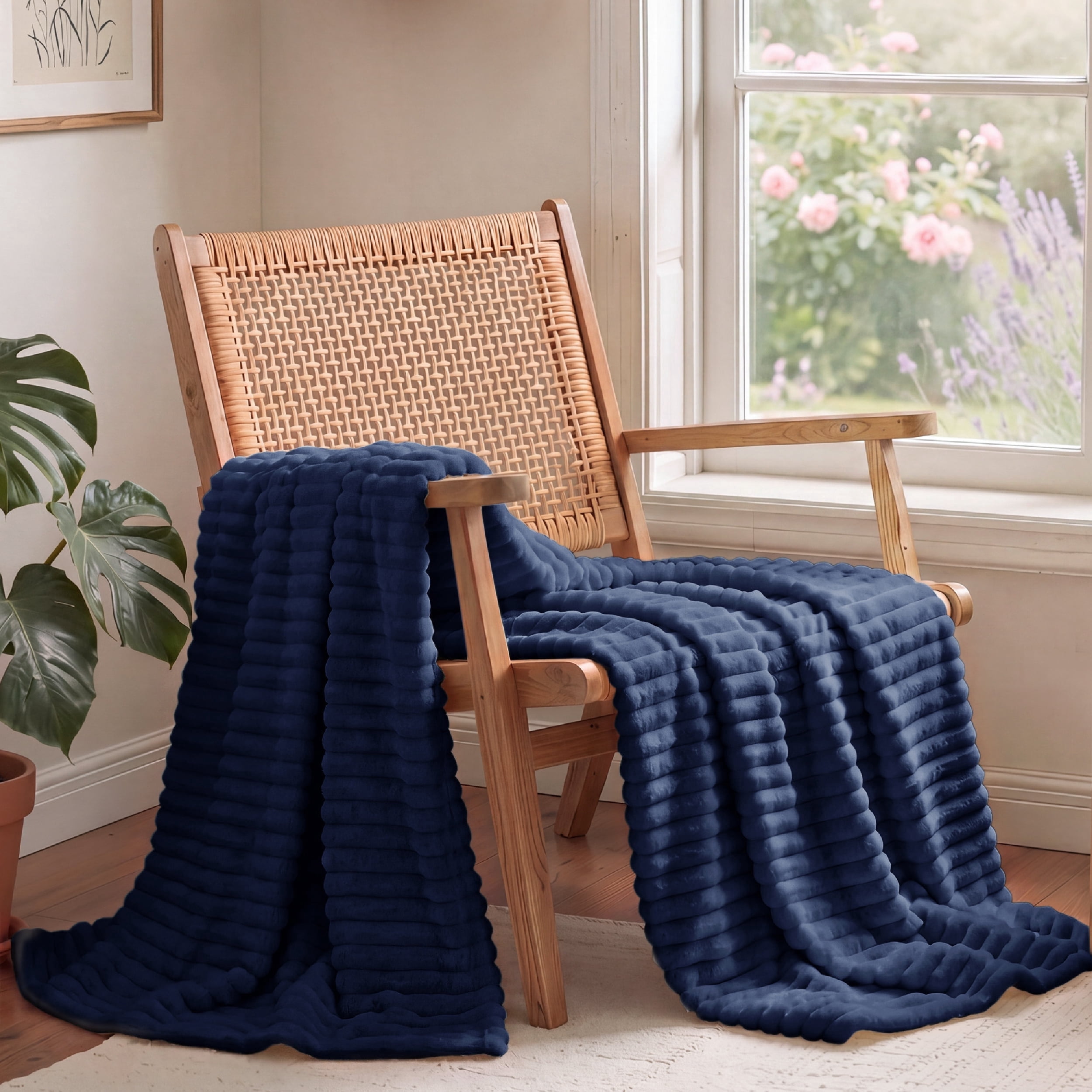 U Bedsure U by Bedsure Pageant Blue Fleece Throw-XL Blanket for Couch - Super Soft Cozy Blankets for Women, Girls, 50x70 inches