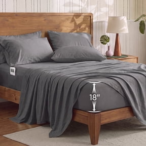 U by Bedsure Queen Sheets, 6 Pieces 18" Deep Pockets Soft Prewashed Microfiber Bed Sheets Set, Gray