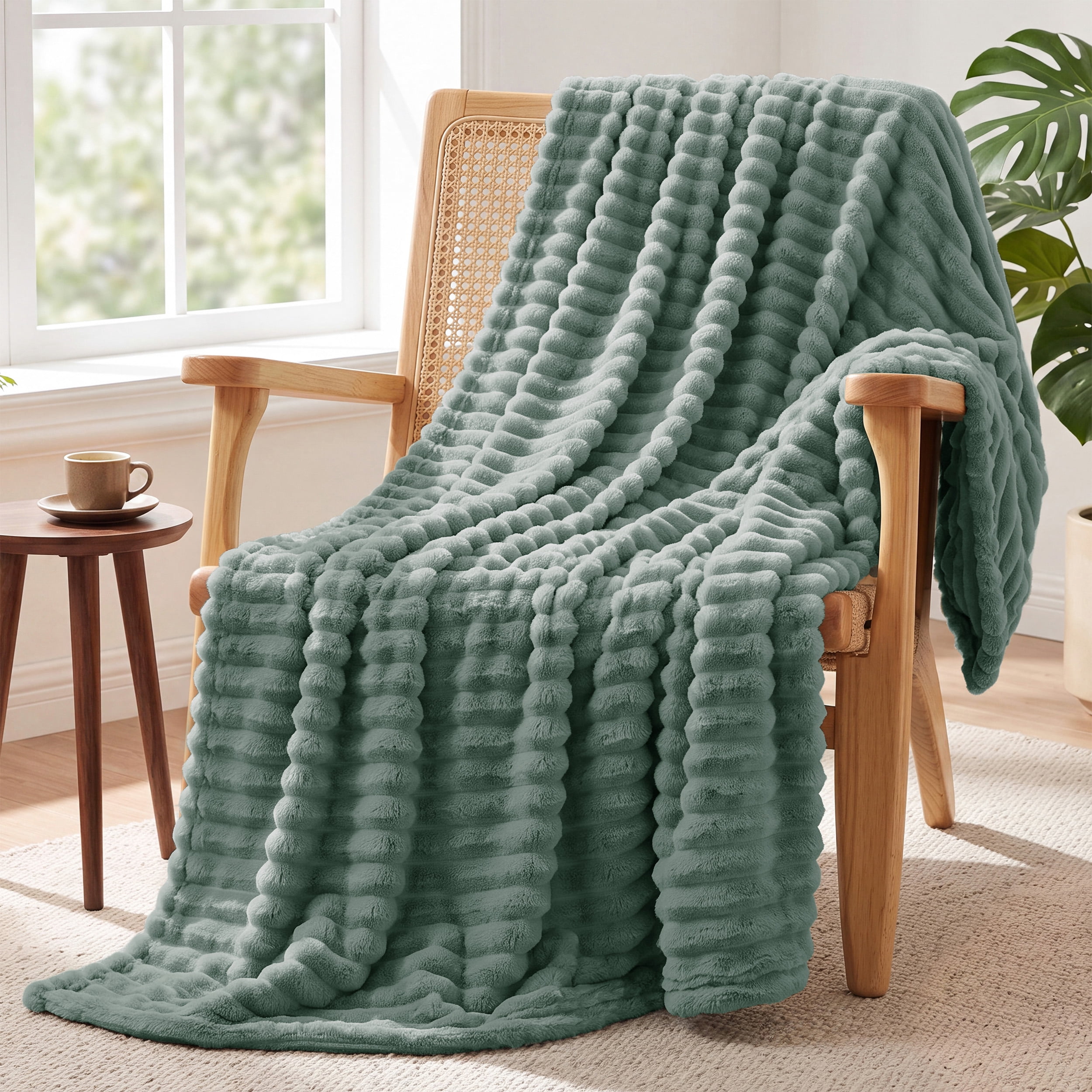 U Bedsure U by Bedsure Sage Green Throw Blanket for Couch - Cozy Soft Spring Blankets for Women, Fleece Throws Bed & Travel, 50x60 Inches