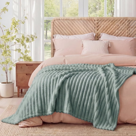 U by Bedsure Sage Green Fleece Throw Blanket for Couch - Super Soft Cozy Blankets for Women, Girls, 50x60 inches
