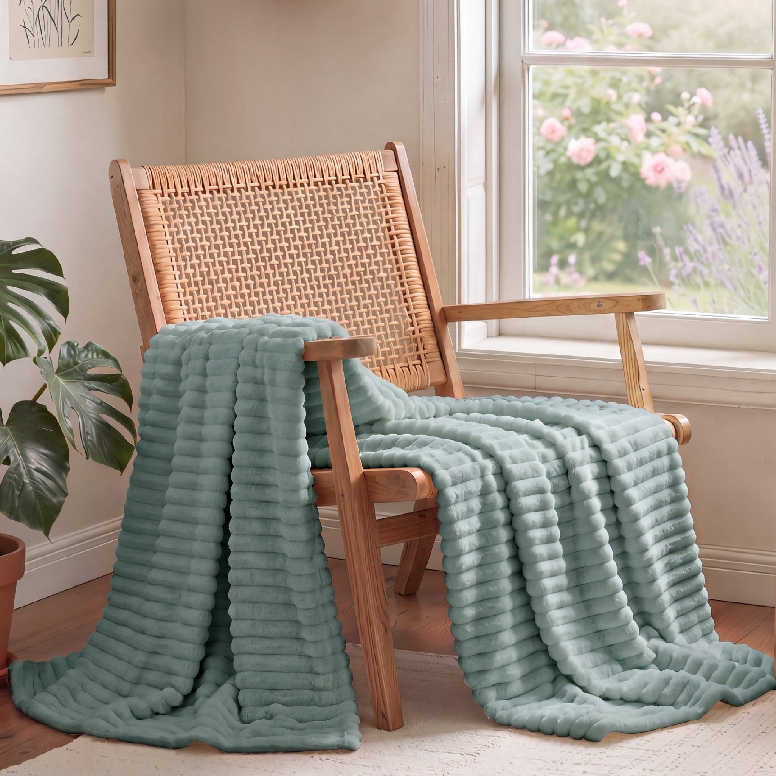 U Bedsure U by Bedsure Sage Green Fleece Twin/Twin-XL Blanket for Couch - Super Soft Cozy Blankets for Women, Girls, 60x80 inches