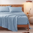 thumbnail image 1 of U by Bedsure Striped Queen Sheets Set, 4 Piece 16" Deep Pockets Soft Prewashed Microfiber Jacquard Bed Sheets, Blue, 1 of 9