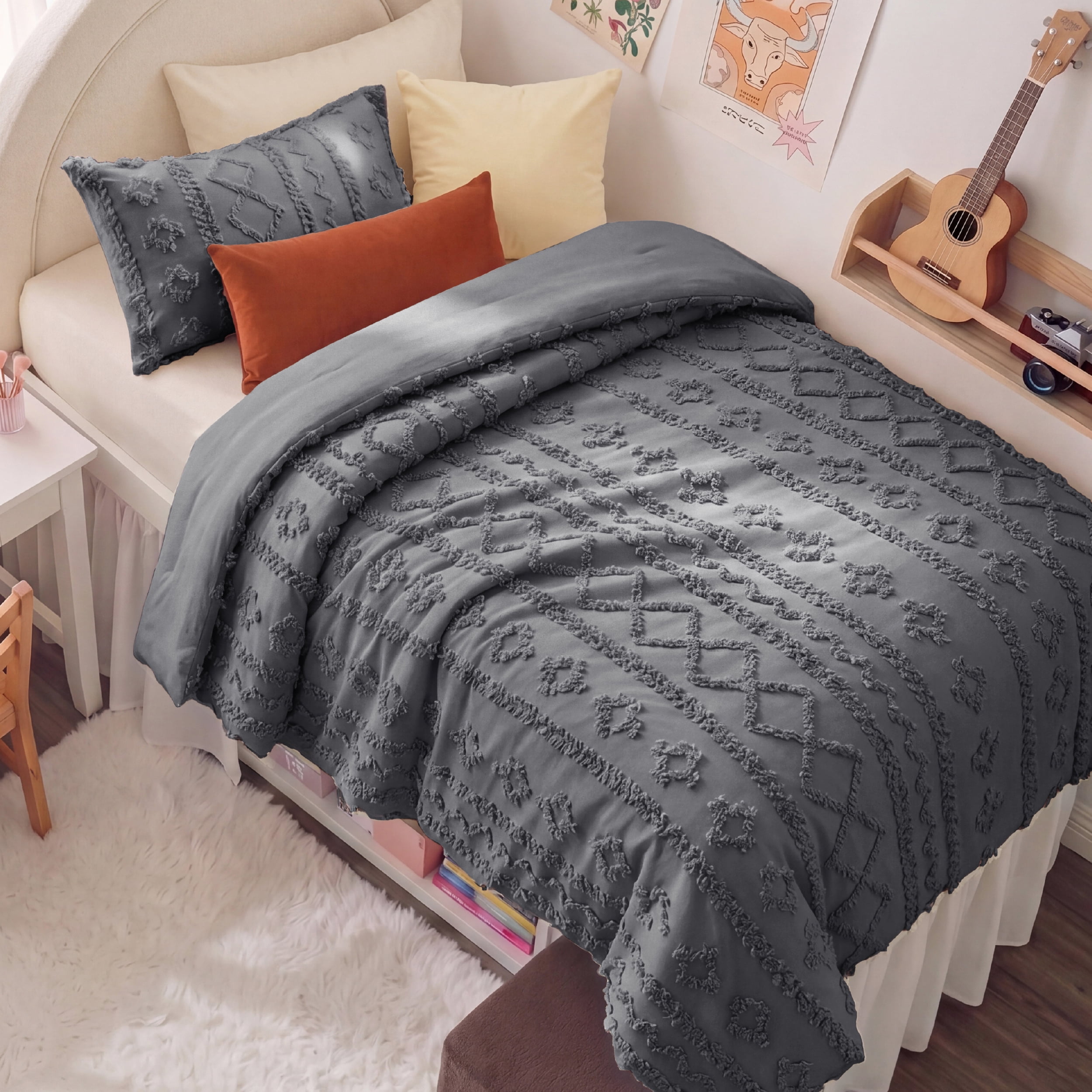 U by Bedsure Tufted Boho Twin XL Comforter Set, 2 Pieces Farmhouse ...