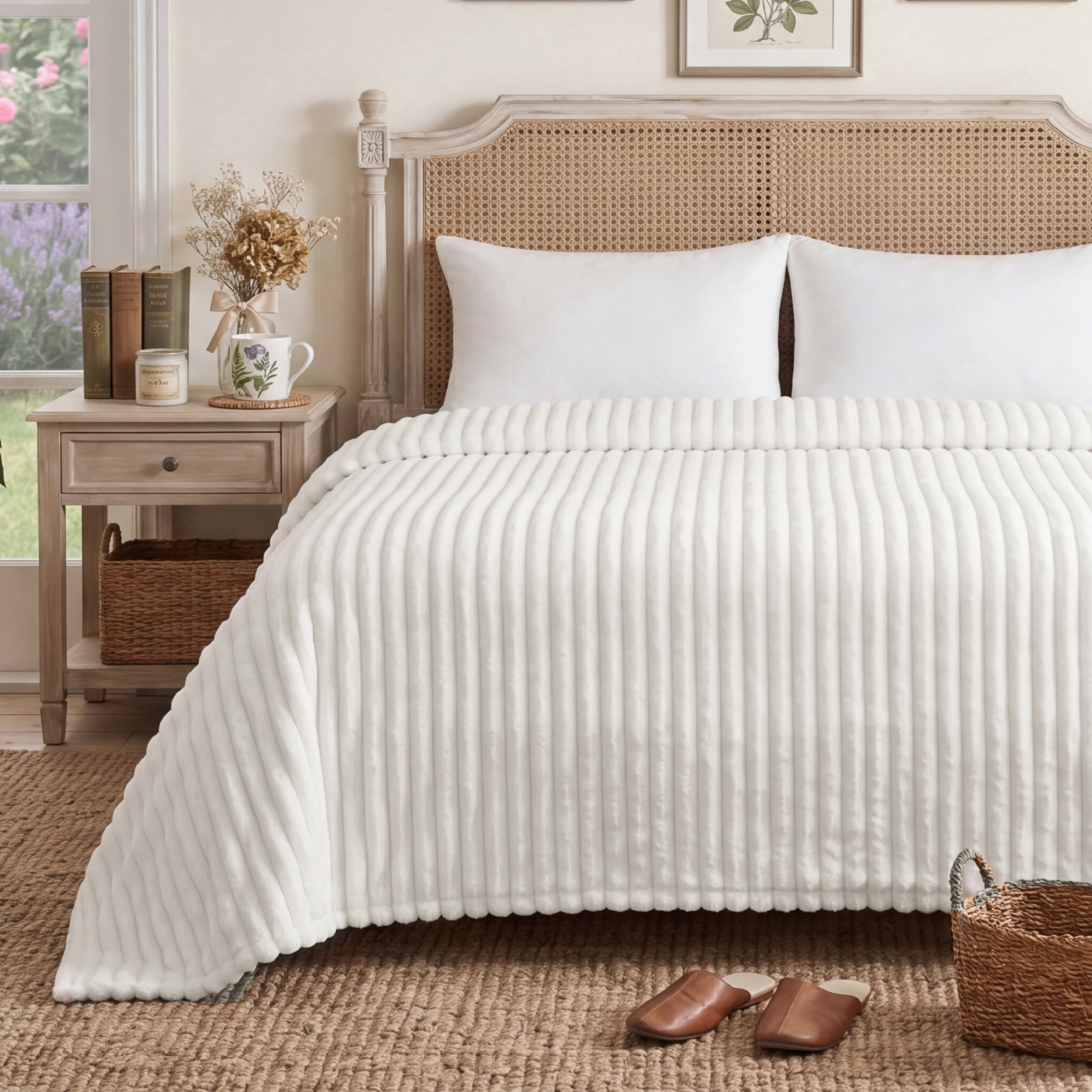 U Bedsure U by Bedsure White Fleece King Blanket for Couch, Super Soft Cozy Blankets, for Women, Girls,108x90 Inches
