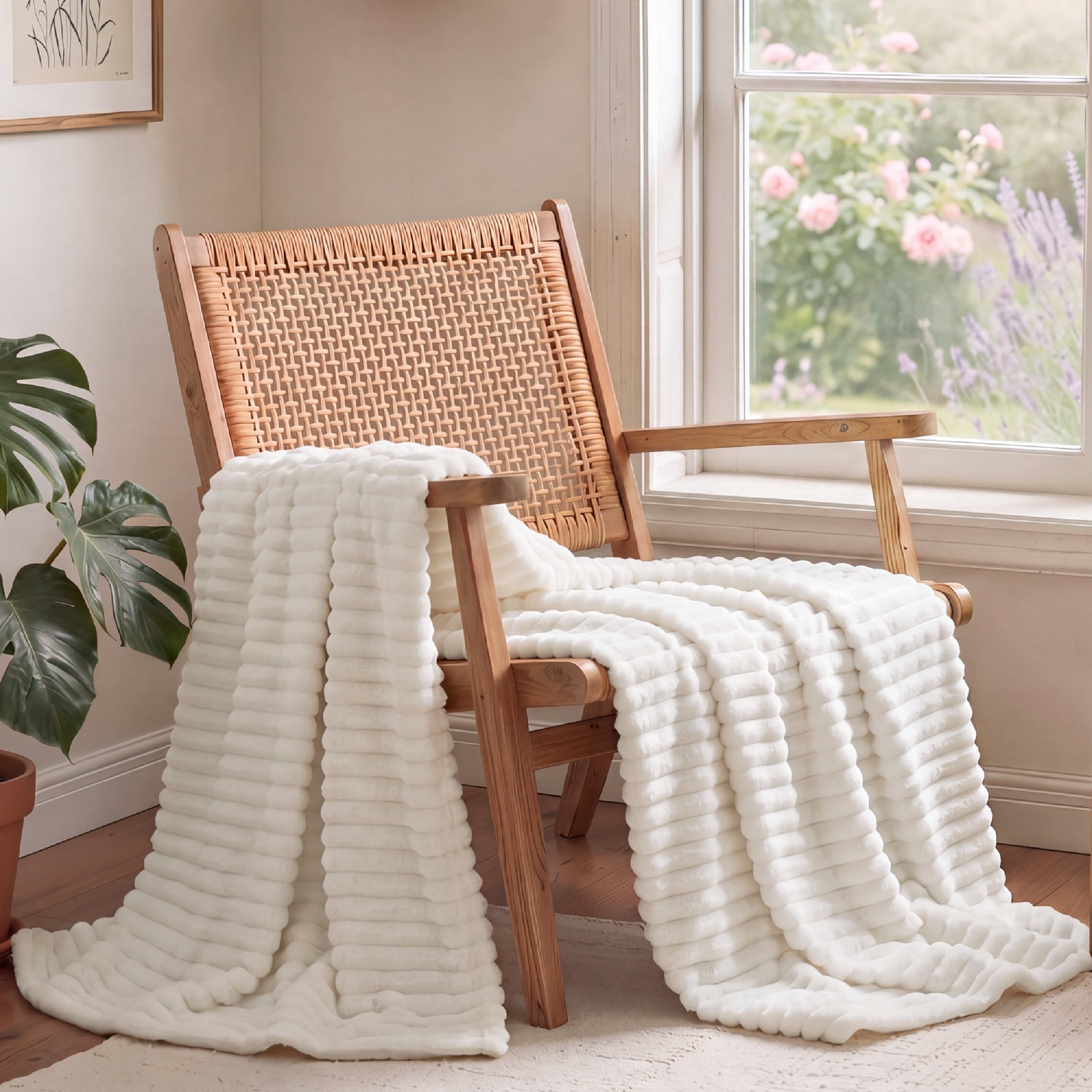 U Bedsure U by Bedsure White Fleece Twin/Twin-XL Blanket for Couch，Super Soft Cozy Blankets, for Women, Girls, 60x80 inches