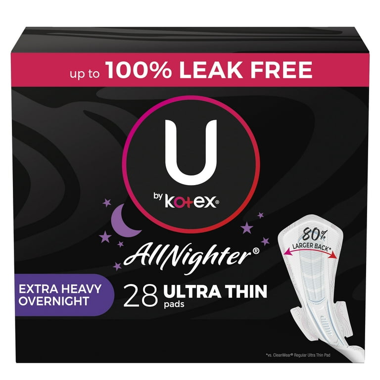 U by Kotex Ultra Thin Overnight Pads - WithWings - 6 / Carton
