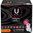 thumbnail image 1 of U by Kotex AllNighter Ultra Thin Overnight Pads with Wings, 12 Count, 1 of 4
