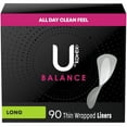 thumbnail image 1 of U by Kotex Balance Daily Wrapped Panty Liners, Light Absorbency, Long, 90 Count, 1 of 8
