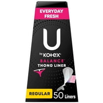 U by Kotex Balance Daily Wrapped Thong Panty Liners, Light Absorbency, Regular, 50 Count