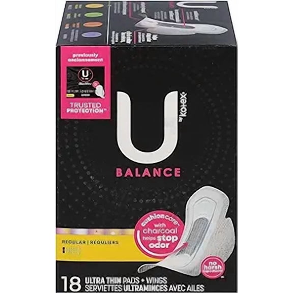 U by Kotex, Balance Regular UItra Thin Pads With Wings, 18 Ea..