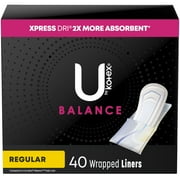 U by Kotex Balance Panty Liners Regular Length Wrapped 40 Count