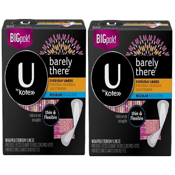 U by Kotex Barely There Liners, Light Absorbency-Unscented- 100 Count