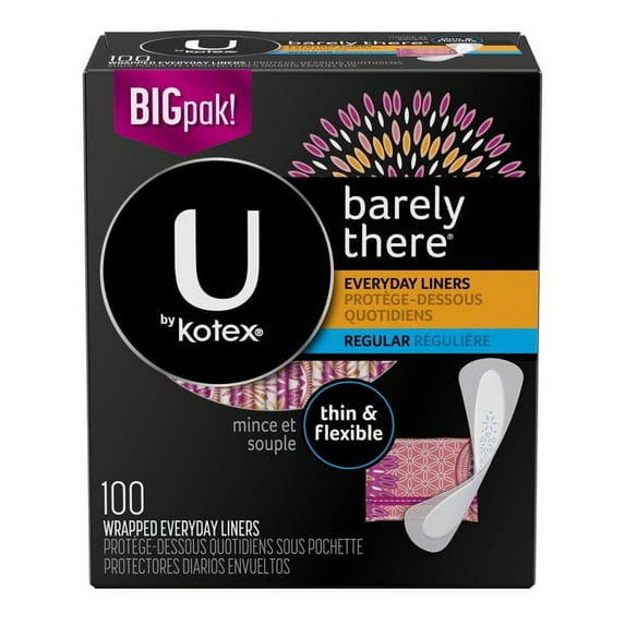 U by Kotex Barely There Pantiliners Unscented, Thin - 100 count
