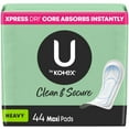 thumbnail image 1 of U by Kotex Clean & Secure Maxi Pads, Heavy Absorbency, 44 Count, 1 of 9