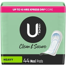 U by Kotex Clean & Secure Maxi Pads, Heavy Absorbency, 44 Count