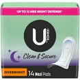 thumbnail image 1 of U by Kotex Clean & Secure Overnight Maxi Pads, 14 Count, 1 of 10