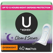 U by Kotex Clean & Secure Overnight Maxi Pads, 40 Count