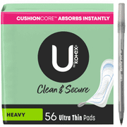 U by Kotex Clean & Secure Ultra Thin Pads, Heavy Absorbency with pen