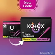 Kotex Click Compact Multipack Tampons, Regular/Super, Unscented, 45 Count