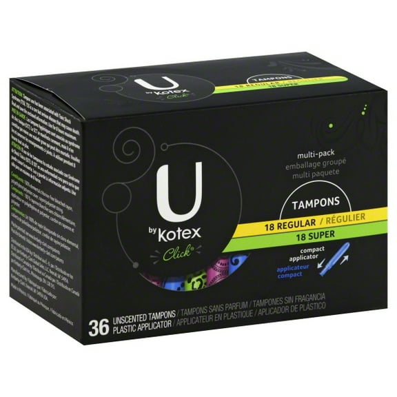 U by Kotex Click Compact Tampons, Regular/Super Absorbency, Unscented