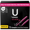 thumbnail image 1 of U by Kotex Click Compact Tampons, Regular, Unscented, 16 Count, 1 of 11