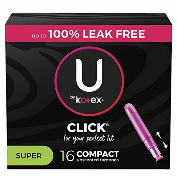 U by Kotex Click Compact Tampons Super Absorbency Unscented 16 ct (Pack of 5)