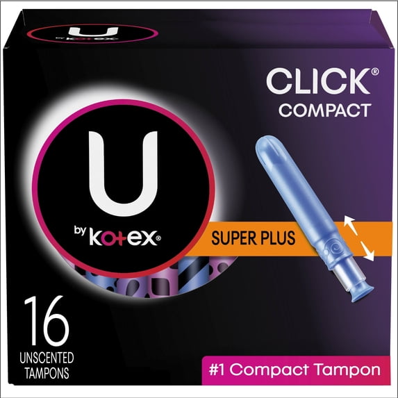 (8 pack) Kotex Click Compact Tampons, Super Plus, Unscented, 16 Count