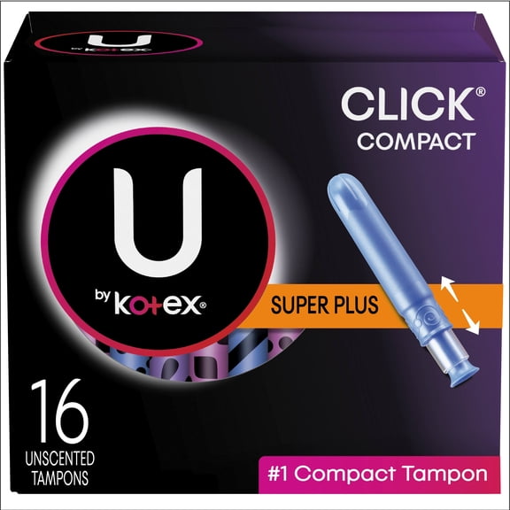 (8 pack) Kotex Click Compact Tampons, Super Plus, Unscented, 16 Count