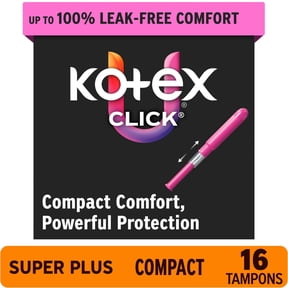 U by Kotex Click Compact Tampons, Super Plus, Unscented, 16 Count