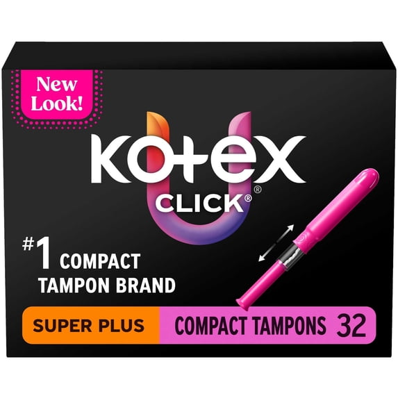 U by Kotex Click Compact Tampons, Super Plus, Unscented, 32 Count