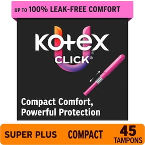 U by Kotex Click Compact Tampons, Super Plus, Unscented, 45 Count