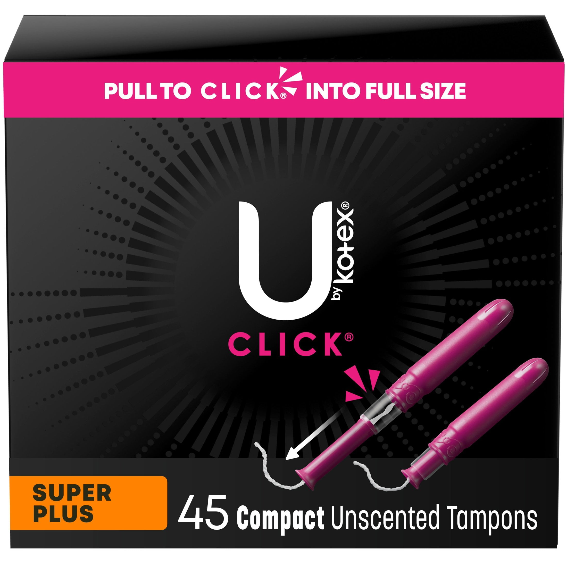 U by Kotex Click Compact Tampons, Super Plus, Unscented, 45 Count