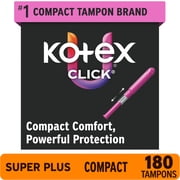 4 pack U by Kotex Click Compact Tampons, Super Plus, Unscented, 45 Count