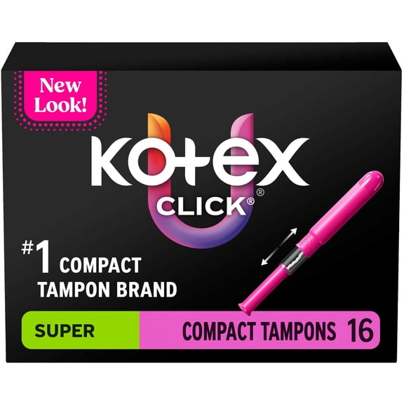 U by Kotex Click Compact Tampons, Super, Unscented, 16 Count