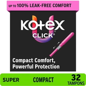 U by Kotex Click Compact Tampons, Super, Unscented, 32 Count
