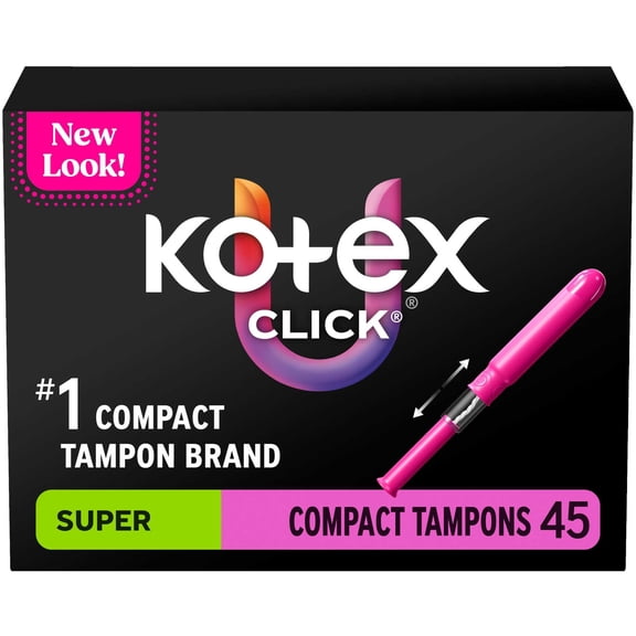 U by Kotex Click Compact Tampons, Super, Unscented, 45 Count