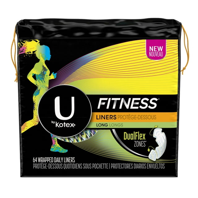U by Kotex Fitness Panty Liners, Light Absorbency, Long, 64 Ct