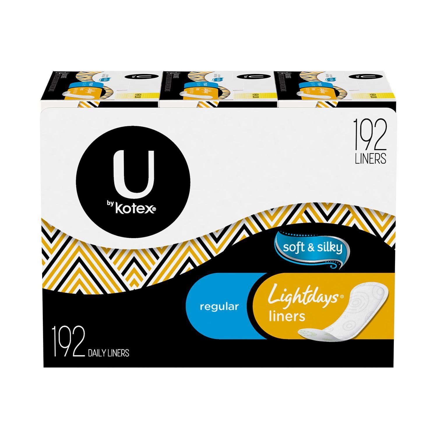 U by Kotex Lightdays Pantiliners, Regular, Unscented (192