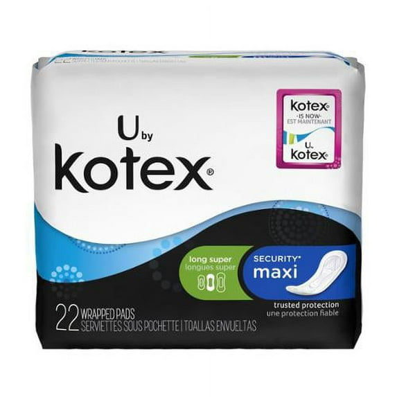 U by Kotex Maxi Pads, Long, Super Unscented 22 ea (Pack of 2)