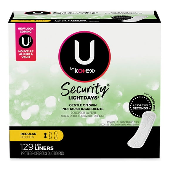 U by Kotex Security Lightdays Liners, Unscented, 129/Pack | Bundle of 2 Packs