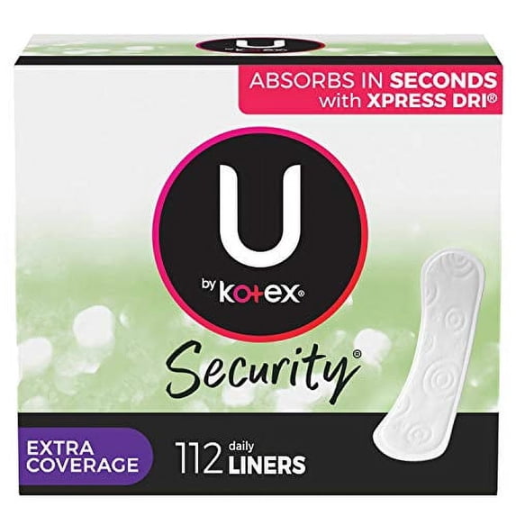 U by Kotex Security Lightdays Panty Liners, Light Absorbency, Extra Coverage, Unscented, 112 Count