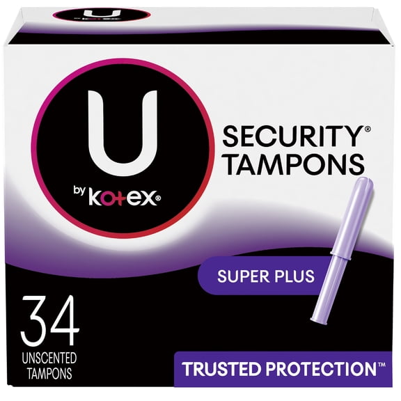 U by Kotex Security Tampons, Super Plus Absorbency, Unscented, 34 Count