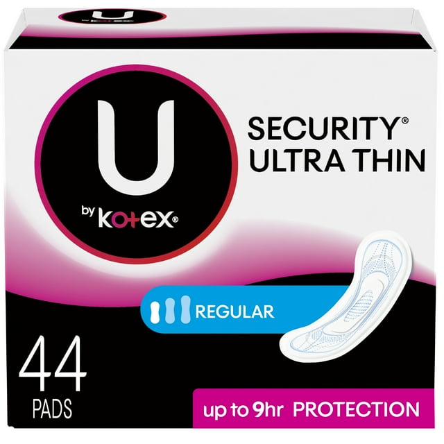 U by Kotex Security Ultra Thin Pads, Regular, Breathable, Fast